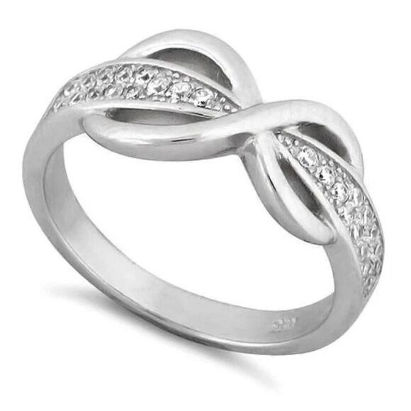 Sterling Silver Infinity Pave CZ Ring New - Picture 1 of 4
